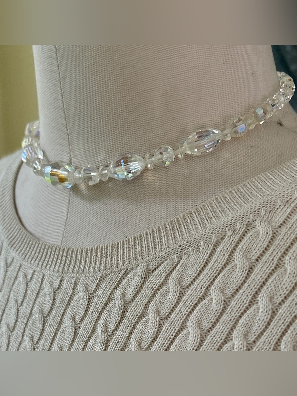Faceted Aurora Borealis Crystal Bead Choker